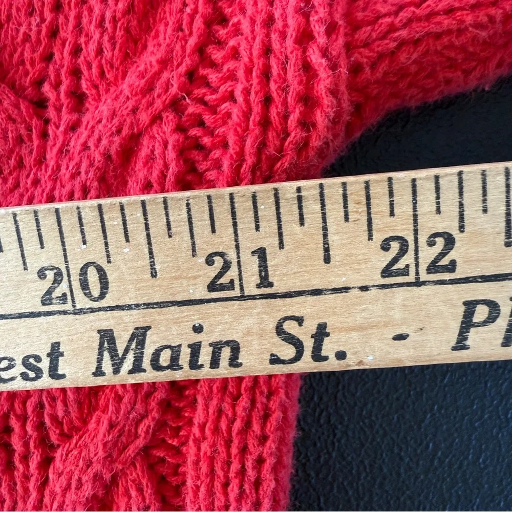 Casual Corner Sweater Womens Size Small Cable Knit Tennis‎ Pullover V Neck Red